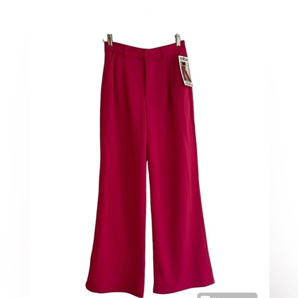 Rewash Puddle Trouser Pleated Wide Leg Pink Office Workwear Size Small